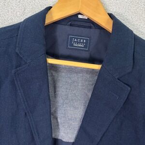 Jachs Tailoring Blazer Sport Coat 2-Button‎ Navy Linen Casual Jacket Mens Medium